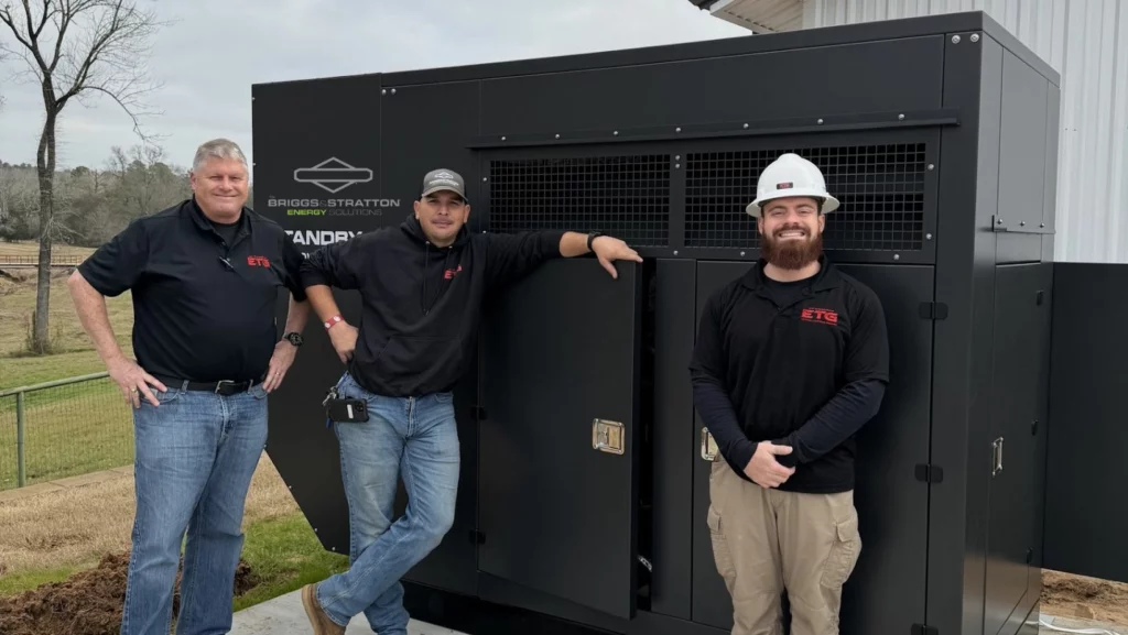 Generac standby generator installation by ETG for a residential property in Lindale, TX, preparing for storms and power outages